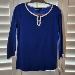 Karen Scott 3/4 sleeve knit royal blue top